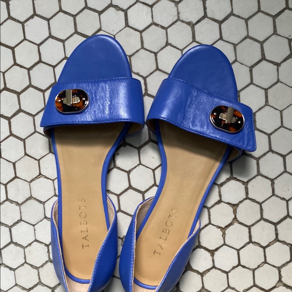 Talbots Blue Slide Sandals with Embellished Strap